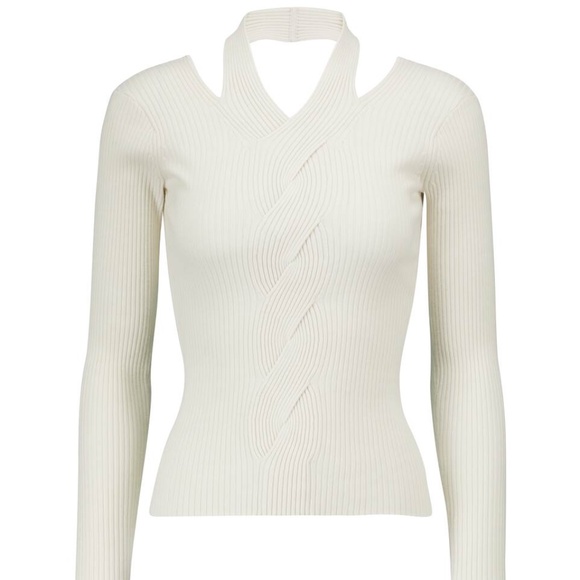 NWT $345 Small Jonathan Kimkhai Janessa Rib Knit Cutout Sweater Beige Sand - Picture 2 of 3